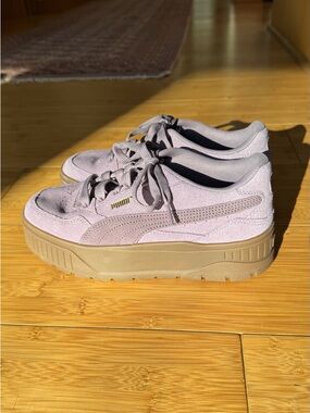Puma Platform Suede Sneakers in Lavender with Gum Sole